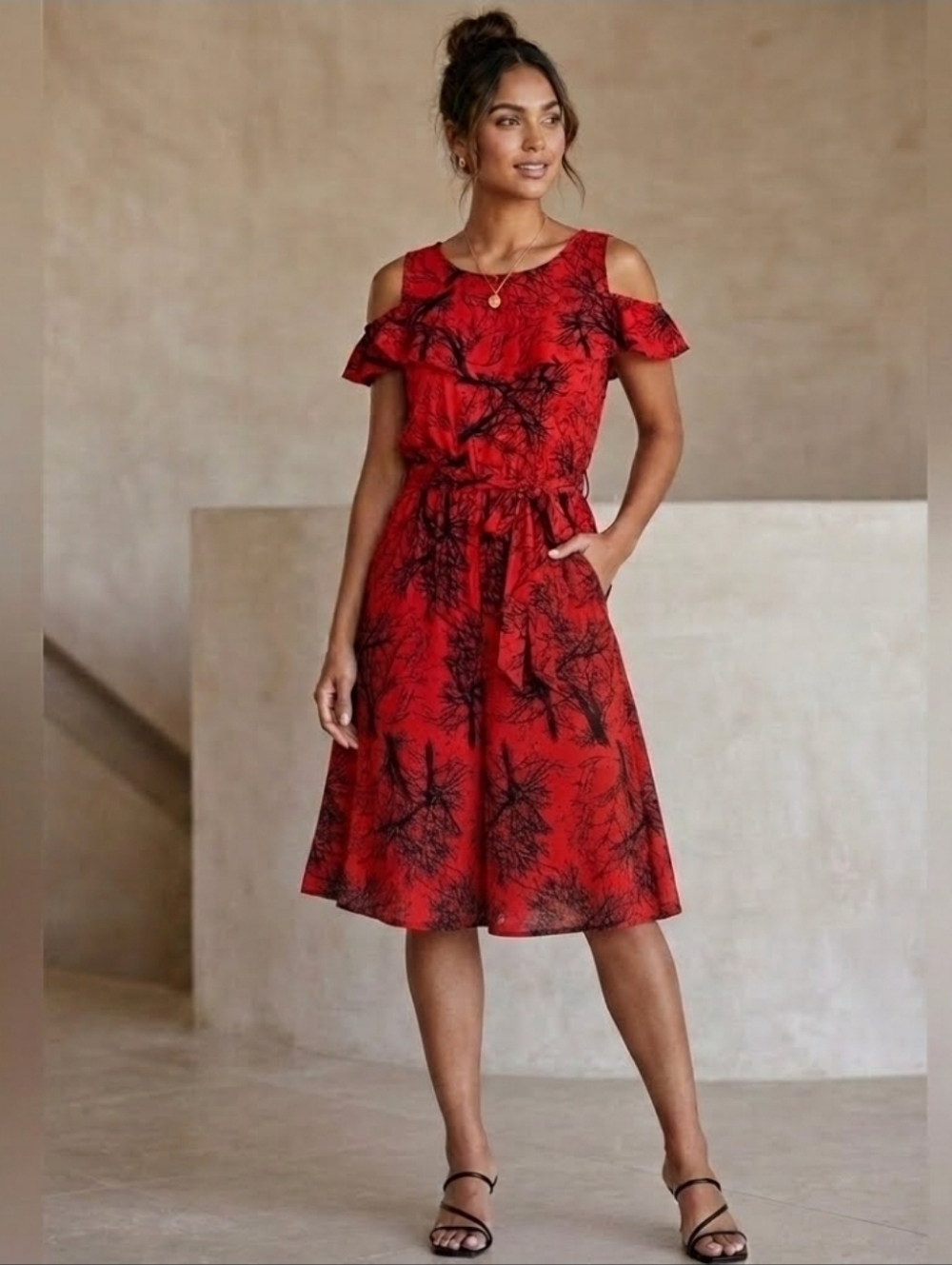 Red Off Shoulder Dress dress